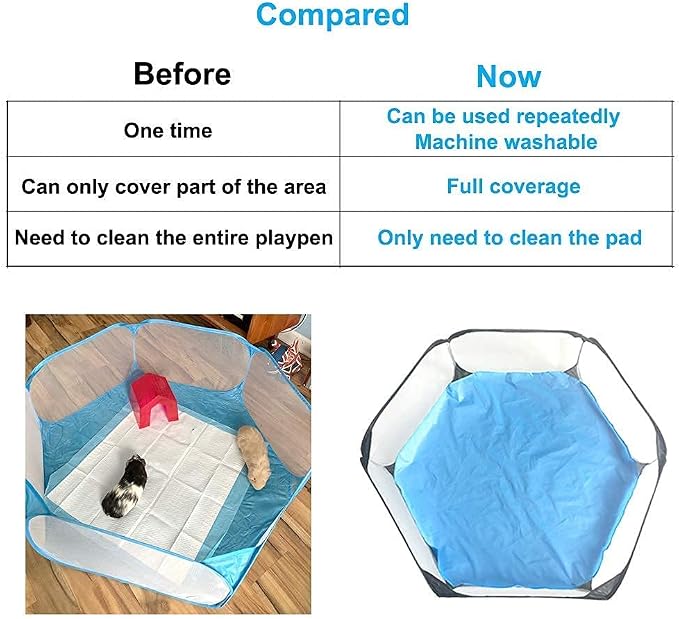 Amakunft Waterproof Pads for Small Animal Playpen, Reusable Liners, Waterproof Bottom on Both Sides Fit with Pet Tent (42.5in x 41in) Bedding for Guinea Pig, Rabbit, Hamster, Chinchilla and Hedgehog