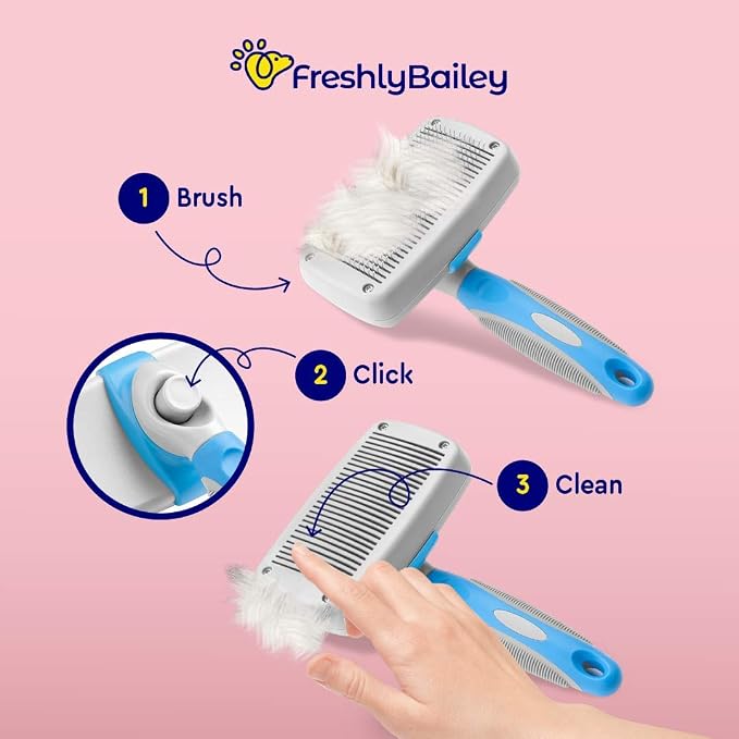 Self Cleaning Slicker Brush and Deshedding Tool For Short Haired Cats and Dogs