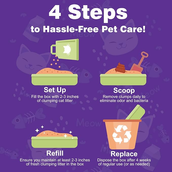 JINVOGREEN Disposable Litter Boxes for Cats, 8 Pack Cat Litter Trays for Travel, Temporary Use, or Liner – Leak-Proof, Eco-Friendly, Easy Clean-Up (16.1" x 12.4" x 3.7")