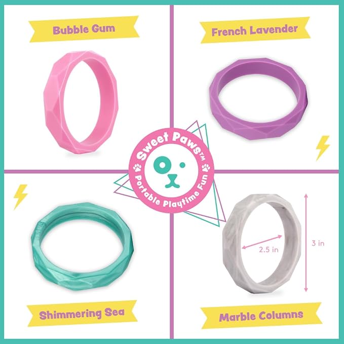 Puppy Teething Rings - 4 Pack, Bracelet Food Grade Silicone Chew Toys for Small Dogs-Medium Dog, Puppy Nipping Solution Toys, Chew Toys for Puppies 0-6 Months - I Heart The 80s