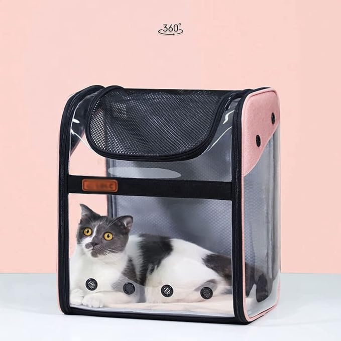 OLOTU Pet Backpack Expandable and Portable Cat Backpack, Adjustable Ergonomic Dog Backpack Carrier, Double Safety Security Design Cat Carrier Spacious