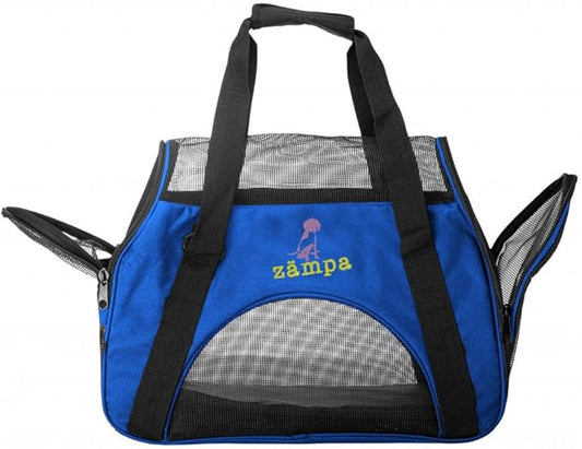 ZAMPA Soft Side Pet Travel Carrier TSA Approved, Under Seat Compatibility, airline approved for Large Cats, Medium Puppys, Small Dogs, 2 Openings, W/Shoulder Strap.