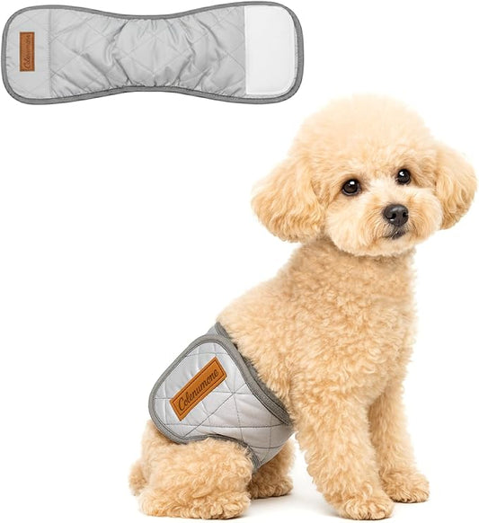 Washable Reusable Dog Diaper, Belly Bands for Male Dogs, Quilted Ultra-Absorbent Leak-Proof Wraps for Training & Incontinence(Gray-XL)