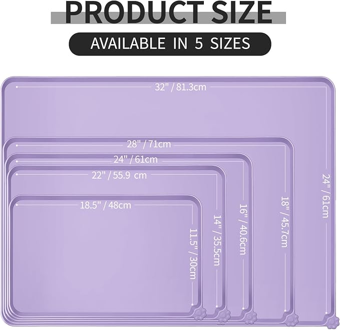 Reopet Silicone Pet Feeding Mat - Waterproof & Non-Slip Dog Cat Placemat | High Raised Edges Prevent Food & Water Spills to Protect Floors, Easy to Clean, Fit for Dog Cat Bowls