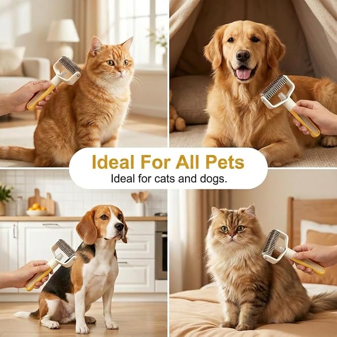 Pet Grooming Brush, Double Sided Pet Grooming Tool for Dogs and Cats, Extra-Wide Stainless Steel Deshedding Dog Brush for Matted Fur Medium or Long Haired Breeds (Yellow+Pink, 2pcs)