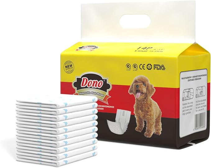 Dono Disposable Male Dog Diapers, 56PCS | Wetness Indicator, Super Absorbent Male Wraps Belly Bands, Leak Protection