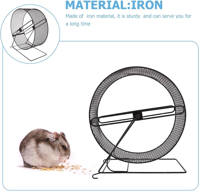 Mikikit Silent Hamster Running Wheel 11.02×10.23×5.90In Metal Mesh Track Quiet Exercise Toy for Hedgehogs Squirrels Guinea Pigs Indoor Cage Play