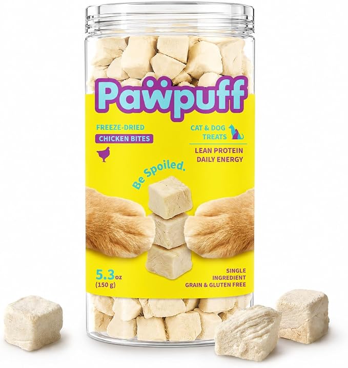 Freeze-Dried Chicken Treats for Dogs & Cats, Single Ingredient Real Chicken, High Protein Training Treats, Grain Free, No Fillers, 5.3 oz
