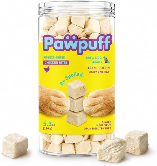Freeze-Dried Chicken Treats for Dogs & Cats, Single Ingredient Real Chicken, High Protein Training Treats, Grain Free, No Fillers, 5.3 oz