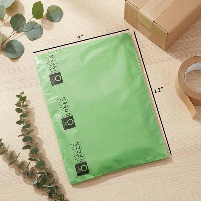beyondGREEN Dog Waste Bags, 90 Count (6 Folded Rolls), Green Dog Poop Bags, 9 x 12 Inch Bags, Easy Dispensing Rolls, Made in USA