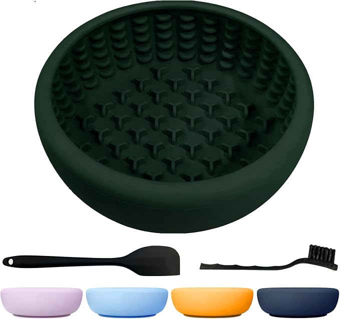 Dog Slow Feeder Licking Bowl,Anxiety Relief Treat Dispenser, Non-Slip Anti-chocking Pet Dish, Interactive Puzzle Toy for Mediuml Large Breed,Freezable BPA Free Silicone Dishwasher Safe