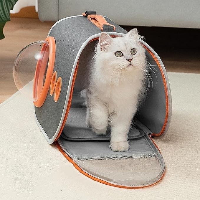 OLOTU Pet Backpack Lightweight Portable Cat Carrier, Anti-Scratch Mesh Collapsible Soft Side Pet Carrier, Outdoor Cat Backpack Carrier 45 * 27 * 25CM Spacious