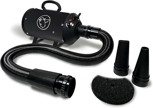Flying Pig High Velocity Dog Pet Grooming Dryer w/Heater (Flying One, Black w/White Logo)