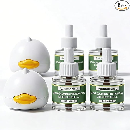 New Upgrade Dog Pheromone Calming Diffuser Kit, Calming Diffuser for Dog (2 Plug-Ins & 4 Refills) for Stress Support, Helps Reduce Barking & Aggression, 120-Day Supply (Non-Toxic, Safe & Inedible)