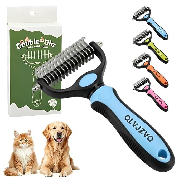 Pet Grooming Tool for Dogs and Cats, Dual-Sided Pet Comb, Professional Deshedding Tool, Pets Hair Remover Shedding, Long Haired Dog Brushes, Undercoat Combs Supplies, Cat Brush Rake