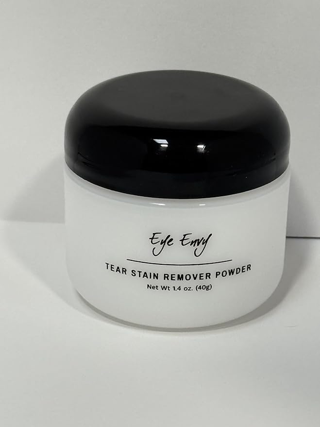 Eye Envy Tear Stain Remover Powder for Dogs and Cats. Natural, Safe Formula. Apply Around Eyes. Absorbs and Cleans Tears and Staining. Keeps Area Dry. Made in The USA. (1.4 oz)