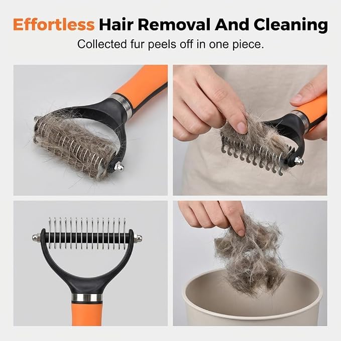 2026 Upgraded Double-Sided Pet Grooming Tool, Dog Deshedding Comb for Dogs Cats, Pet Grooming Brush for Long Thick Curly Hair, Home Deshedding Tool for Mats Tangles Knots and Loose Fur (Green)