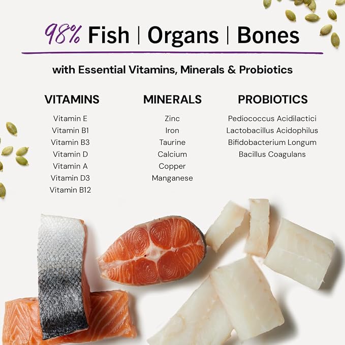 Stella & Chewy's Freeze-Dried Raw Cat Dinner Morsels - Premium Salmon & Cod Recipe with 98% Wild-Caught Fish & Organs - Natural Grain-Free Cat & Kitten Food - Made in USA - 18 oz