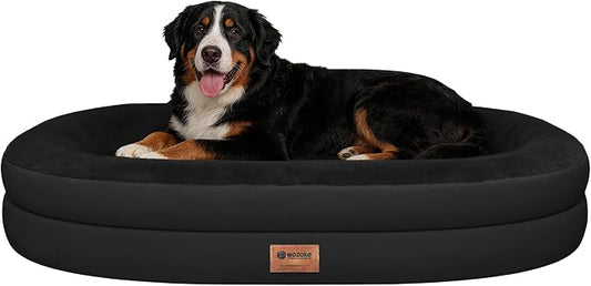 Orthopedic Jumbo Dog Bed for Extra Large Dogs, Giant Waterproof Dog Bed for Large Breed Dogs, Supportive Egg Crate Foam Pet Bed with Removable Washable Cover & Non-Slip Bottom, Black