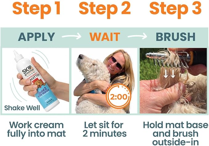 Save THE Shave Bundle: Emergency Dematter Cream + Rake Brush – The Complete At-Home Mat Relief System for Goldendoodles, Poodles & Doodles. Fast-Acting Mat Remover & Dematting Tool