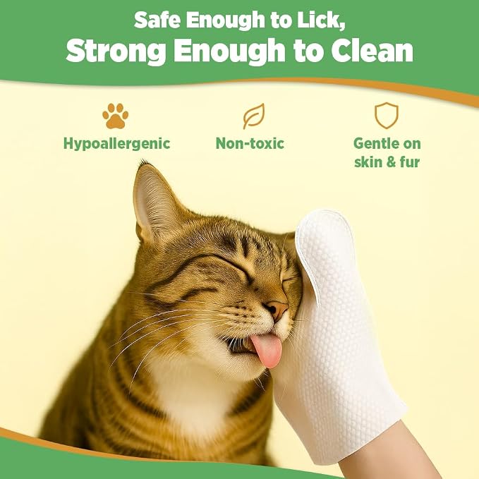 20pc. Premium Pet Glove Cleaning Wipes for Dogs & Cats | Textured, Deodorizing & Hypoallergenic Gloves with Aloe Vera & Shea Butter – Gentle, Skin-Safe Wipes for Fur, Face & Body, Odor Control