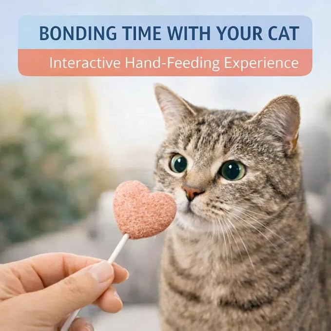 Freeze Dried Cat Treats Salmon Lollipops 12 Pops - High Protein Lickable Salmon Treats on Stick for Training Bonding - Cat Snacks No Artificial Flavors Preservatives for Kittens Cats All Ages