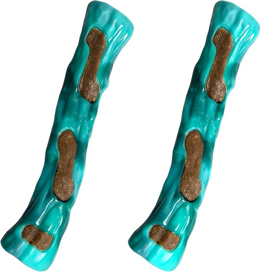 Dog Bones Chew Toys for Aggressive Chewers, 2 Pack Real Beef Flavor,Indestructible Dog Teething Chew Toys for Large/Medium/Small Breed,Tough Toy with Durable Nylon