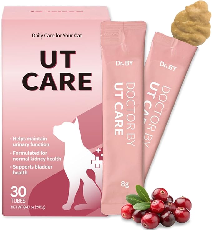 Doctor By UT Care Cat UTI Kidney Support Urinary Supplement Cranberry Treatment for Cats Renal Health with Pacran, Quercetin, Taurine lickable Formula Individually Packaged (1 Pack)
