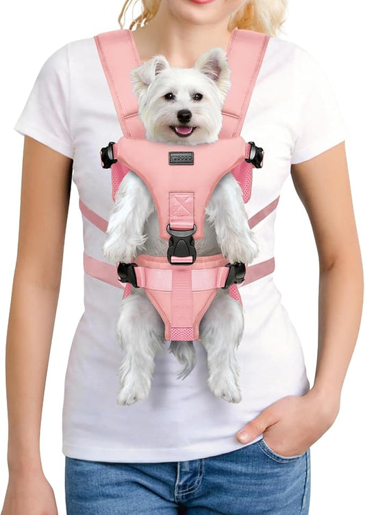 YUDODO Front Pet Carrier Backpack for Small Dogs, Secure and Breathable Mesh, Ergonomic Support, Adjustable for Walking, Hiking, or Travel (Pink S)