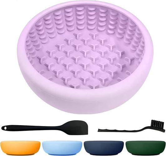 Dog Slow Feeder Licking Bowl,Freezeable Anxiety Relief Treat Dispenser, Non-Slip Anti-chocking Pet Dish, Interactive Puzzle Toy for Mediuml Large Breed,Freezable BPA Free Silicone Dishwasher Safe