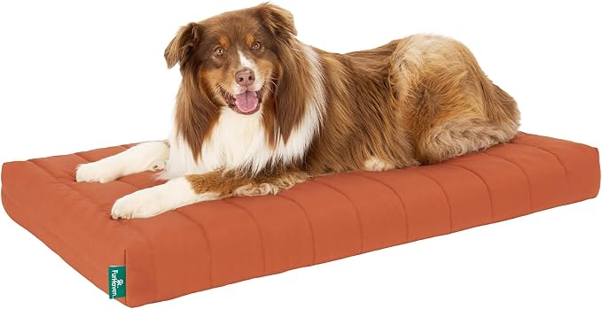 Furhaven Orthopedic Dog Bed – Puffy Quilted Foam Mattress with Removable Washable Cover, Soft & Supportive for Kennels & Crates - X-Large, Rust