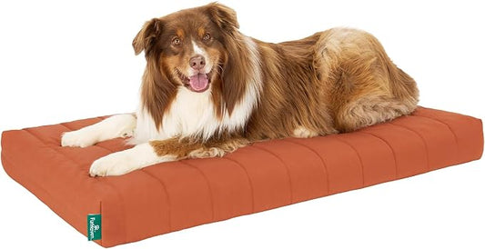 Furhaven Orthopedic Dog Bed – Puffy Quilted Foam Mattress with Removable Washable Cover, Soft & Supportive for Kennels & Crates - X-Large, Rust