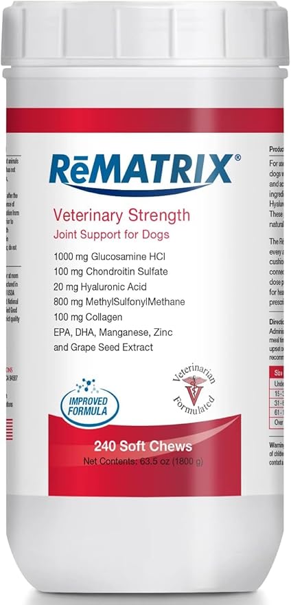 Joint Support Supplement for Dogs - Glucosamine, Chondroitin, MSM, Omega-3 - Hip and Joint Pain Relief and Support for Dogs - Made in USA - 240 Soft Chews