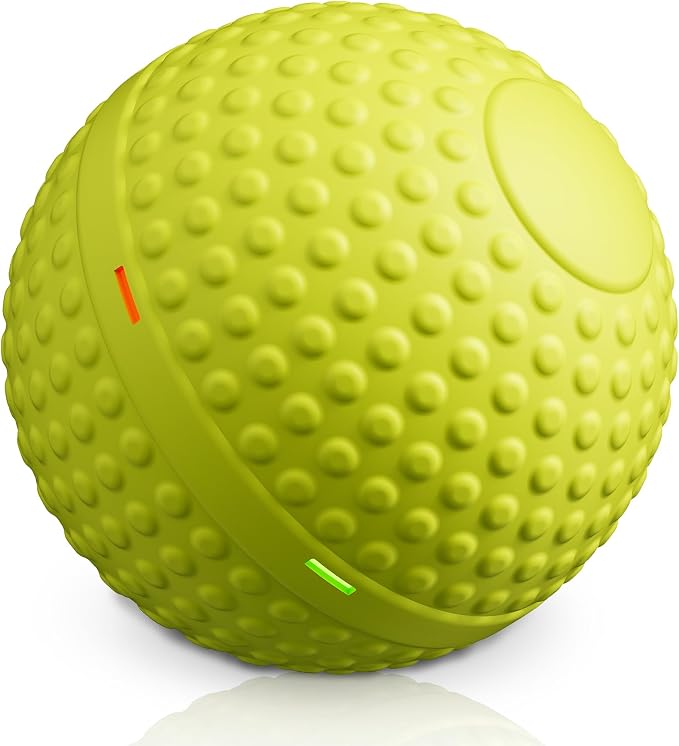 SNOYWEN Smart Interactive Dog Balls, Durable Food-Grade Rubber Material, Automatic Moving, Bouncing, Rotating Toy with Light for Medium, Large Dogs, IPX7 Waterproof (Yellow)