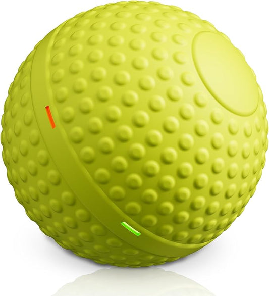 SNOYWEN Smart Interactive Dog Balls, Durable Food-Grade Rubber Material, Automatic Moving, Bouncing, Rotating Toy with Light for Medium, Large Dogs, IPX7 Waterproof (Yellow)