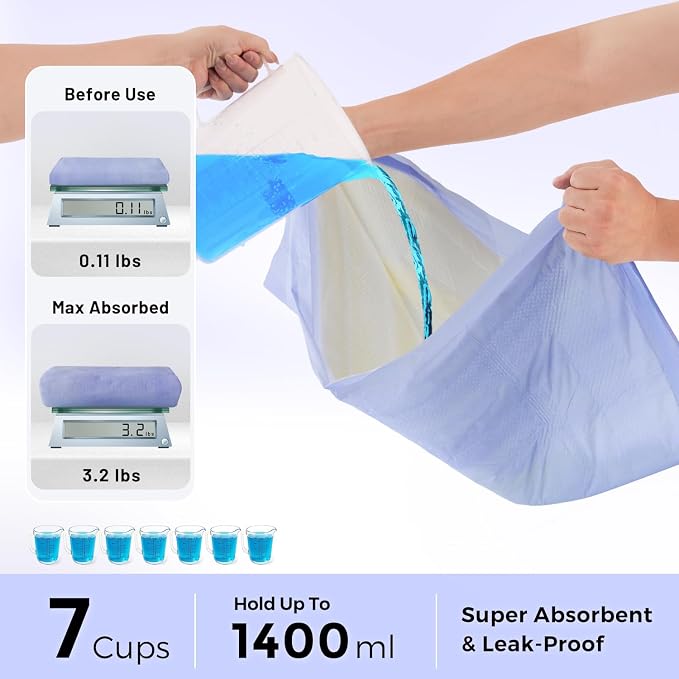 ZOMISIA 3D-Barrier Puppy Pee Pads for Dogs, 7 Cups Absorb & Rise Puffy Gel-Wall Leak-Proof, 22"x23" 50 Counts + 8 Pet Urine Test Strips, Super Absorbent Disposable Potty Training Pads