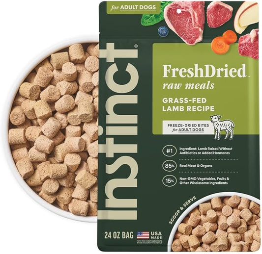 Instinct Freeze-Dried Meals, FreshDried Bites, Natural Dog Food, Grain-Free - Grass-Fed Lamb, 24 oz. Bag