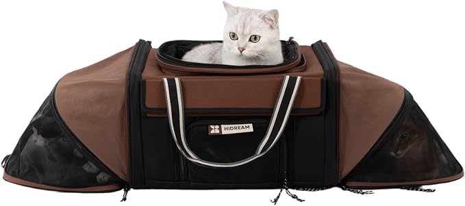 ETIAL 50% Extra Large Expandable Cat Carrier Backpack, 2-in-1 Cat Tent, Airline Approved Soft-Sided Under Seat Pet Travel Bag, Collapsible, 9.8" H