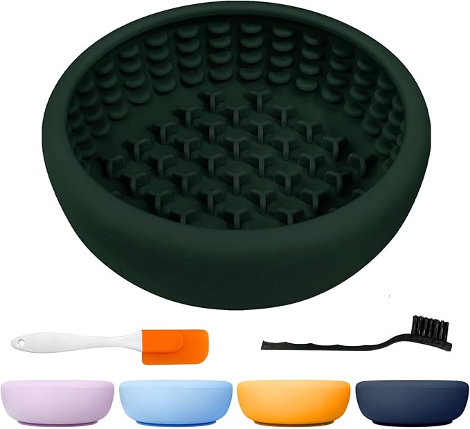Dog Slow Feeder Licking Bowl,Anxiety Relief Treat Dispenser, Non-Slip Anti-chocking Pet Dish, Interactive Puzzle Toy for Small Medium Breed,Freezable BPA Free Silicone Dishwasher Safe