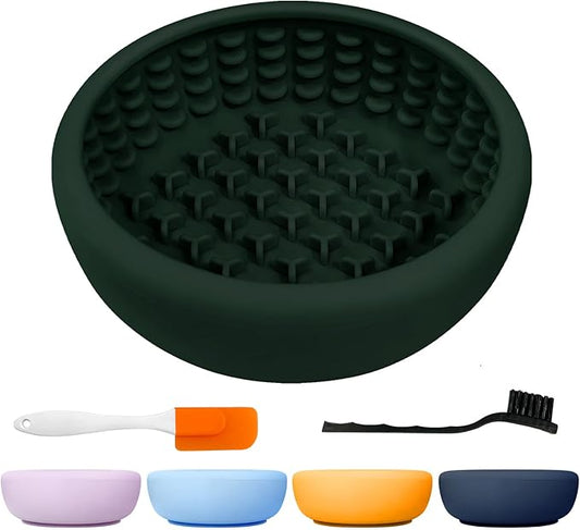 Dog Slow Feeder Licking Bowl,Anxiety Relief Treat Dispenser, Non-Slip Anti-chocking Pet Dish, Interactive Puzzle Toy for Small Medium Breed,Freezable BPA Free Silicone Dishwasher Safe