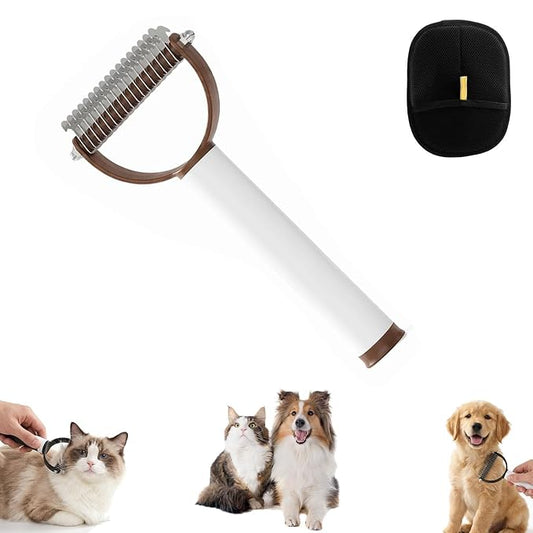 Double Sided Dematting Comb for Cats & Dogs, 2026 Upgrade Undercoat Rake Deshedding Grooming Tool, Multi-Functional Pet Detangling Comb, Double Sided Lint Remover Comb with Lint Roller (b)