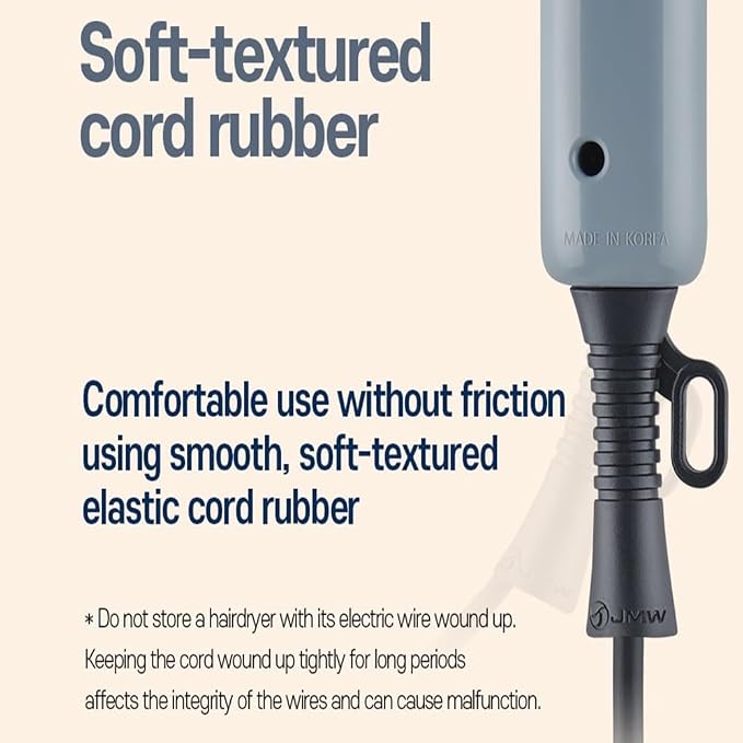 JMW Korean Professional Salon Hair Dryer AIR B with Diffuser & Dryer Stand 1600W - Light Weight, Powerful BLDC Motor, 100% Cool Wind Without Heat, Compact, Low Noise Blow Dryer for Home & Travel