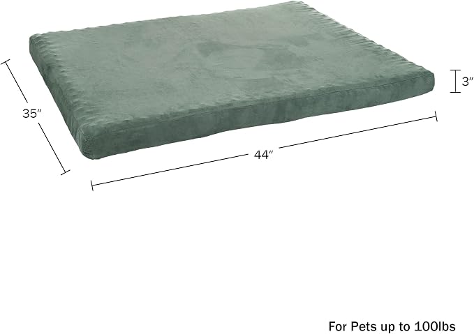 PETMAKER Dog Bed with Removable Cover â€“ 44x35 Pet Bed - 3-Inch Egg Crate Style Foam Orthopedic Dog Bed, Microsuede, and Non-Slip Crate Pad (Forest)