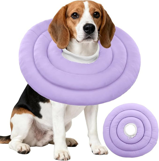 IDOMIK Dog Cone,Waterproof Dog Recovery Collars & Cones,Comfy Protective Pet Neck Donut Collar After Surgery,Soft Cone for Dogs to Stop Licking,Adjustable Elizabethan Collar for Dogs & Cats,Purple,XL