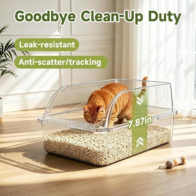 Stainless Steel Litter Box Metal High Sided Extra Large Cat Litterbox, Anti-Urine Leakage, No Odors, Easy Cleaning, Non-Stick, Include Scoop