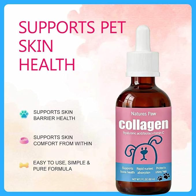 Natures Paw Liquid Collagen for Dogs, Biotin, Hyaluronic Acid & Vitamin C, Hip and Joint Support, Healthy Skin & Coat – 60ml