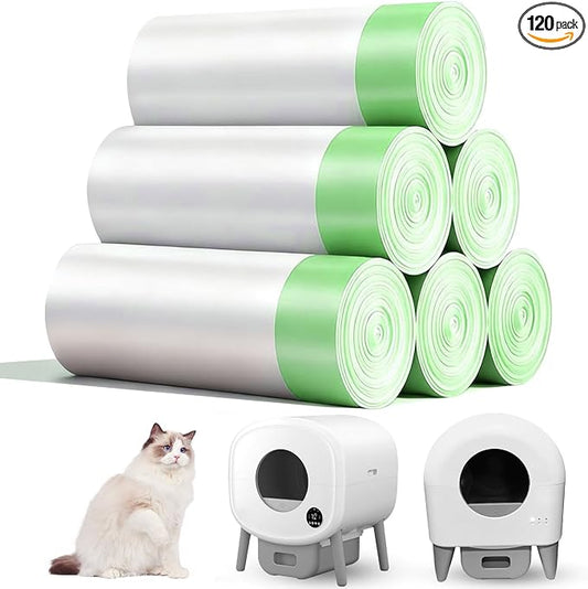 120 Count 26" x 11.8" Pre-separated Cat Litter Bags - Compatible with Fsitego & Fumoi Self Cleaning Litter Box, Extra Thick Heavy Duty Cat Litter Box Liners, 3-4 Gallons of Capacity