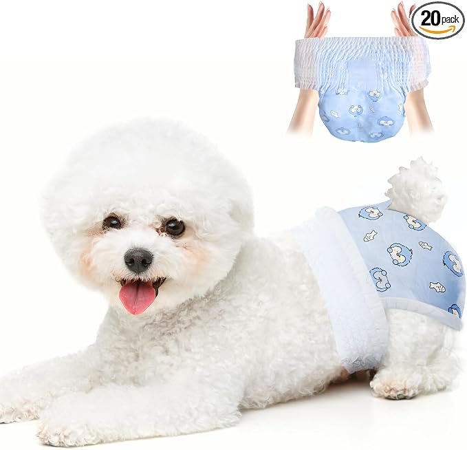 Disposable Dog Diapers Count Absorbent Soft Puppy Doggie Diapers for Female Dogs with Stretchy Waist Puppy Diaper in Heat Period Excitable Urination (S 50PCS)