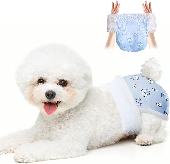 Disposable Dog Diapers Count Absorbent Soft Puppy Doggie Diapers for Female Dogs with Stretchy Waist Puppy Diaper in Heat Period Excitable Urination (XS 30PCS)