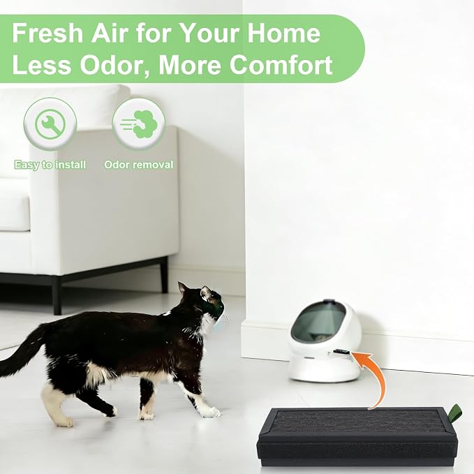 4 Pack Air Filter Replacement Compatible with PETLIBRO Luma Smart Cat Litter Box, 800 Iodine Value Activated Carbon Filter, Strong Odor Control, Multi-Layer Filtration for Fresh Air